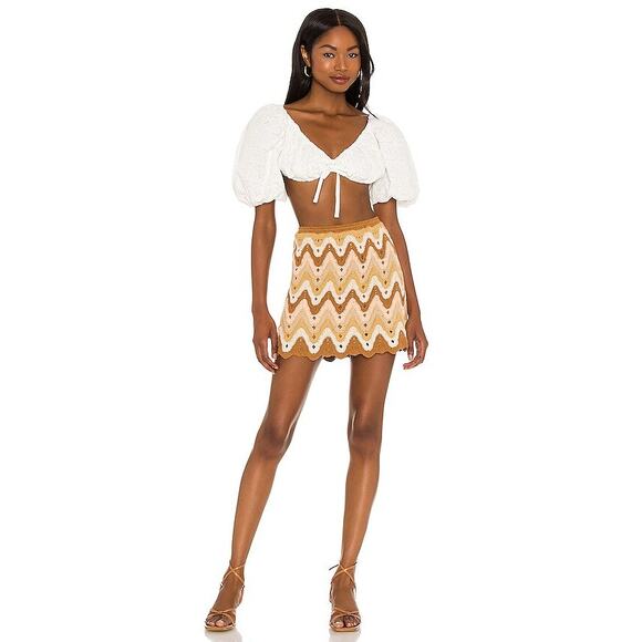 Free People Dresses & Skirts - Free People Heat of the Moment Mini Skirt Dream Combo Large Crochet Boho Pull On